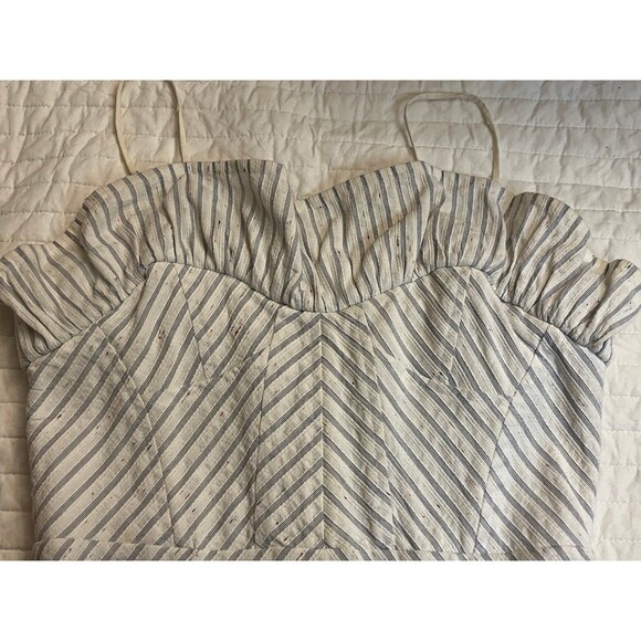 NWOT Rebecca Taylor Sleeveless Stripe Ruffle Dress In Blue Combo - Picture 5 of 8